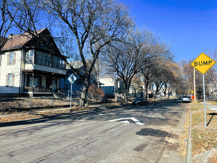 Speed hump on Irving Ave N