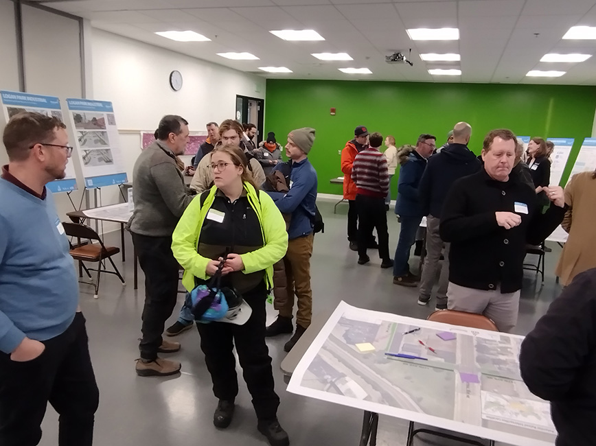 A group of people gathered at an engagement event.