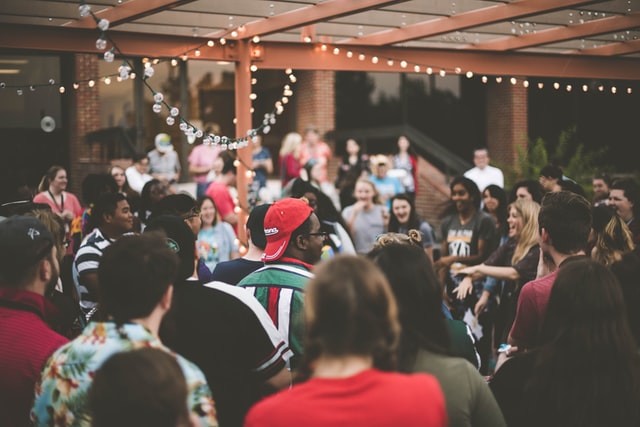 people gathered at block event