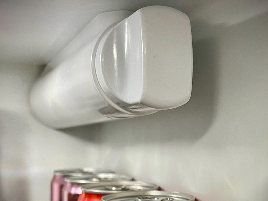 An example of a fridge filter inside a fridge.