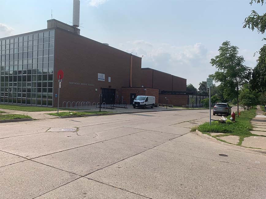 The approach to Northeast Middle School.