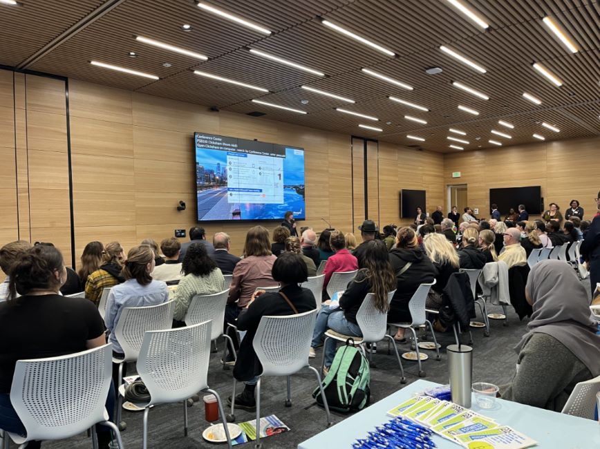 A group of people gathered at an event