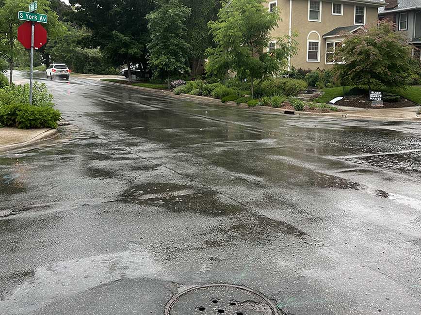 flooding on a paved street
