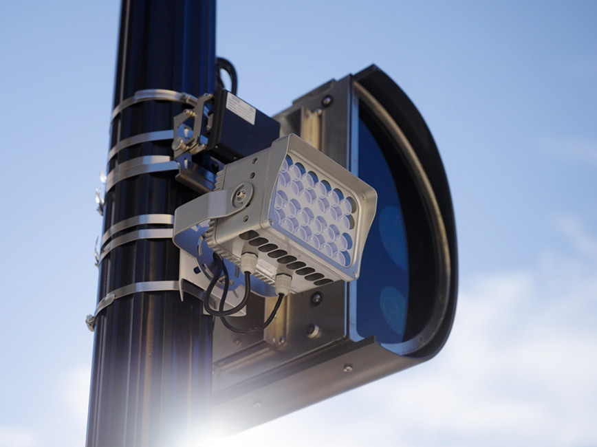 A mounted traffic safety camera