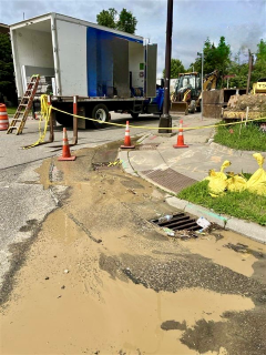 street with mud and construction around it