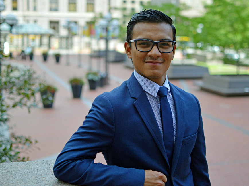 Urban Scholar outside downtown