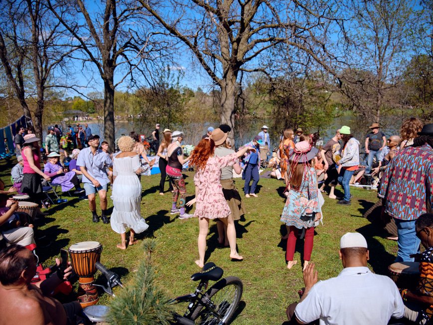Children walking across the street in a neighborhood in Minneapolis