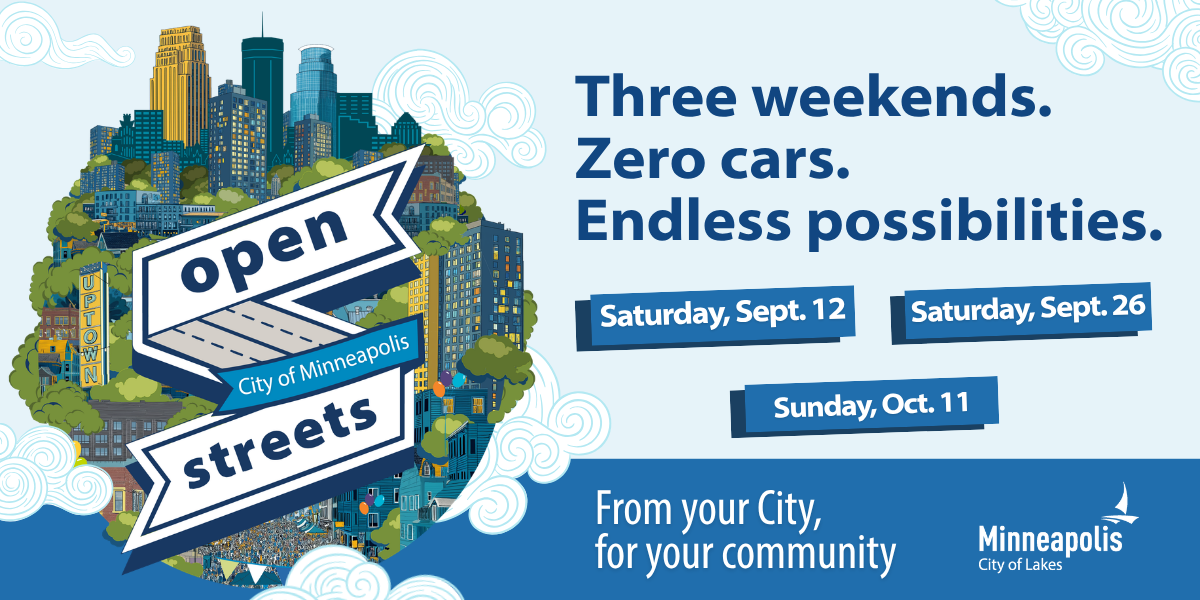 coloful graphic showcasing the dates for the City's 2026 Open Streets series.