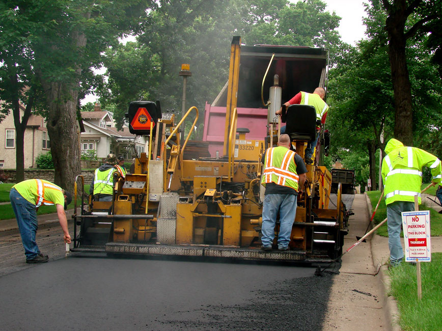 City crews paving the road