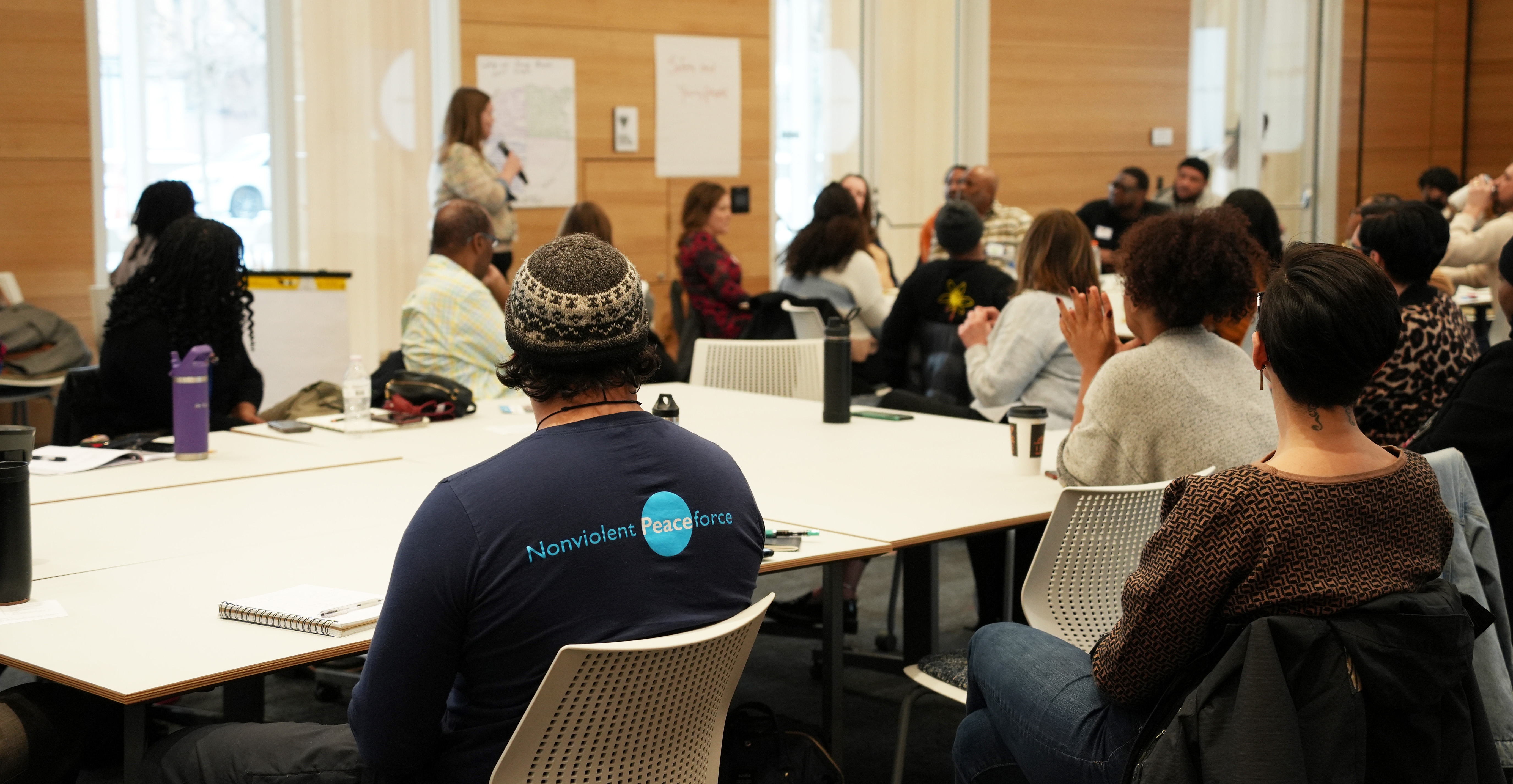 Group of people in a community meeting