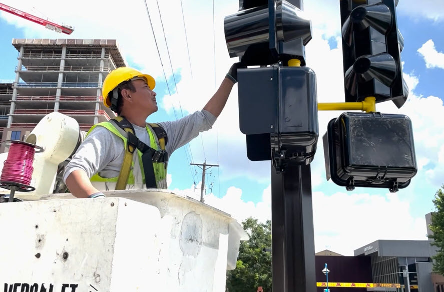 Public Works worker doing signal construction