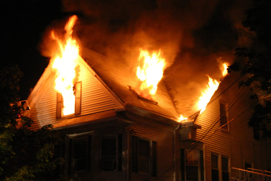 A home on fire