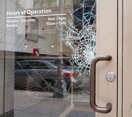 Broken business window