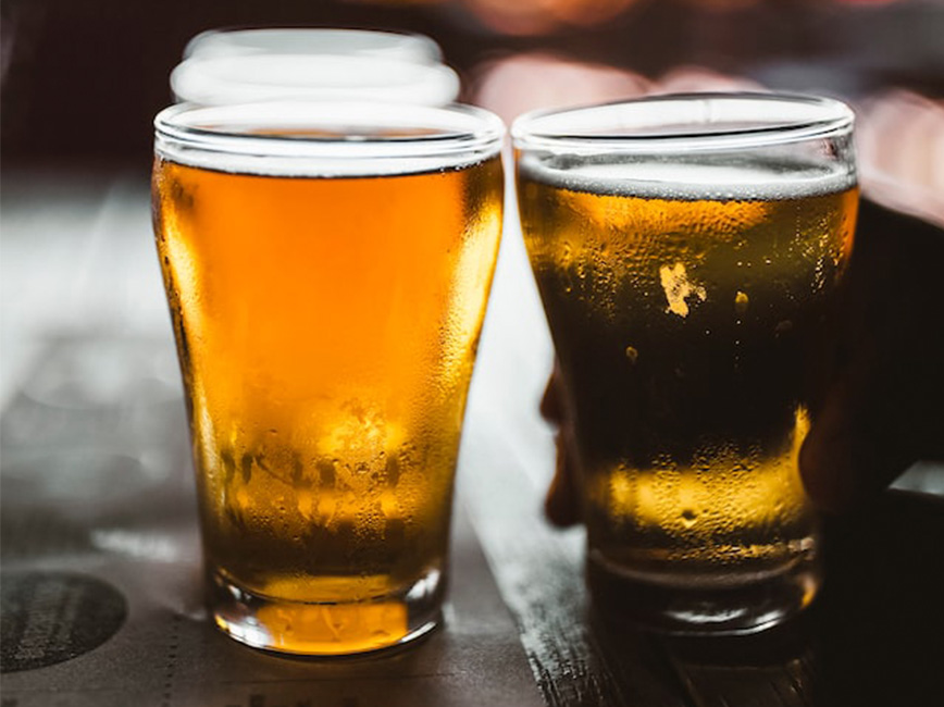 two glasses of beer