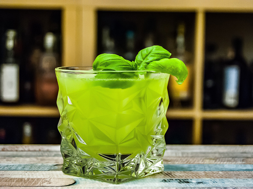 Green cocktail drink
