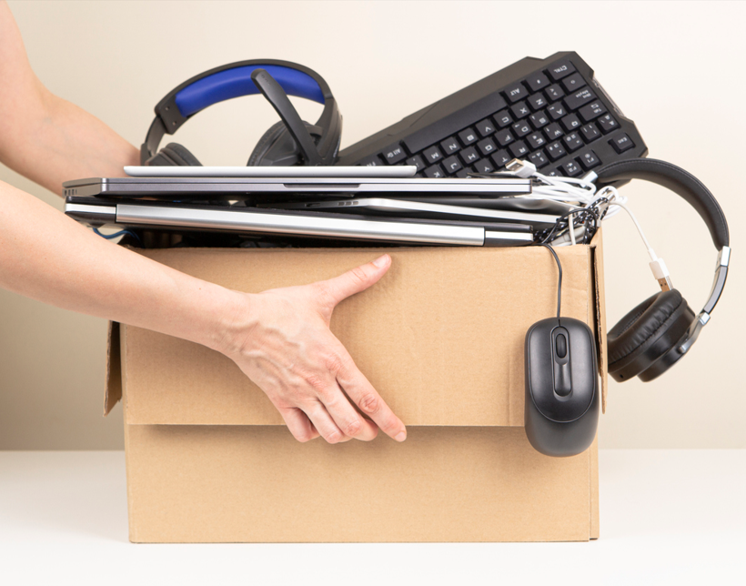 Box of used computer equipment