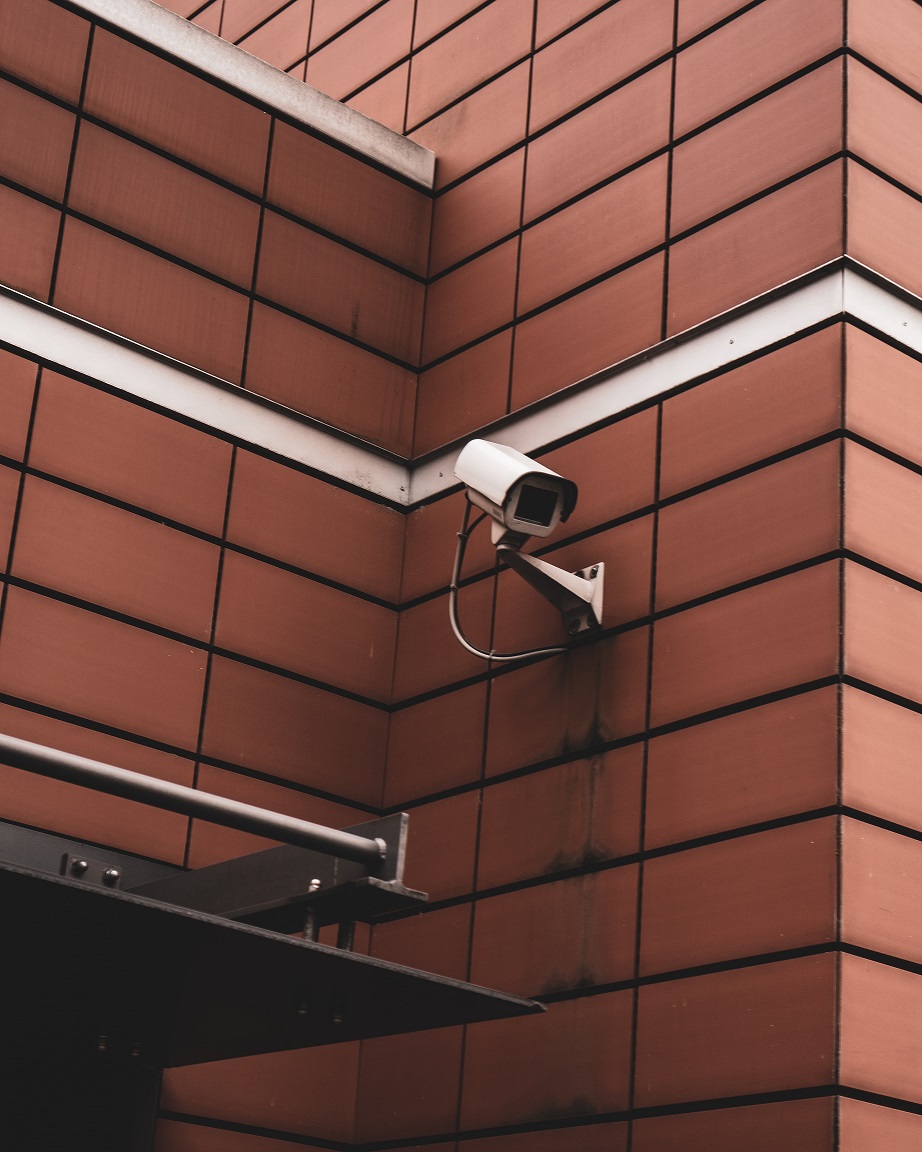Security camera on building exterior