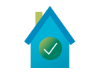 House with check mark icon for the Green Cost Share program.
